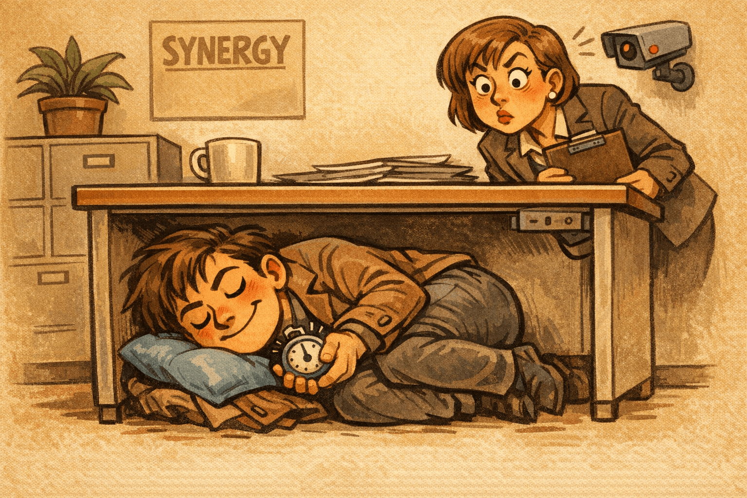 Guilt Napping at Work Like a Budget Criminal
